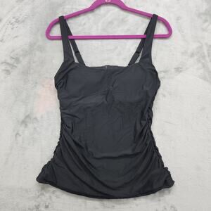 Athleta Tankini Size 36B/C Black Square Neck Bra Cup Swim UPF 50+ Beach Vacation